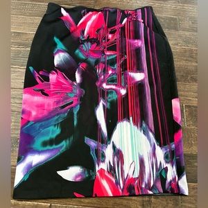 Bisou Bisou fuchsia black stretch pencil skirt xl